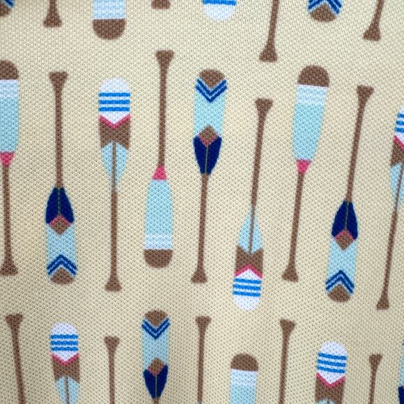 Lands' End Mens Polo Shirt Size L Oars Paddle Summer Cotton Stretch Yellow - Picture 4 of 7